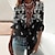 cheap Blouses &amp; Shirts-Women&#039;s Shirt Blouse Black Button Print Floral Casual Holiday Long Sleeve Standing Collar Basic Long Floral S