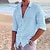 abordables Camisa de lino y algodón-Hombre camisa de lino Camisa Camisa de verano Camisa de playa Negro Blanco Rosa Manga Larga Color sólido Cuello Vuelto Primavera verano Exterior Calle Ropa Abotonar
