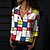 preiswerte Damen-Oberteile-Damen Hemd Bluse Rote Farbblock Taste Bedruckt Langarm Casual Basic Hemdkragen Standard Geometrisch S