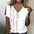 cheap T-shirts &amp; Blouses-Women&#039;s T shirt Tee White Red Green Floral Button Cut Out Short Sleeve Holiday Weekend Basic V Neck Regular Floral Painting S