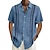cheap Cotton Linen Shirt-Men&#039;s Cotton Linen Shirt Casual Shirt Summer Shirt Beach Shirt Blue Green Khaki Short Sleeves Stripes Turndown Summer Hawaiian Holiday Clothing Apparel Front Pocket