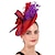 billige Coiffer-fascinators Sinamay Bryllup Kentucky Derby cocktail Retro Rød Brude Med Fjær Blomster Hodeplagg Hodeplagg