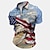 voordelige 3D-ritspolo-Voor heren POLO Shirt Polo met rits Golfshirt Grafische prints Adelaar Amerikaanse vlag Strijkijzer Wit Rood blauw Bruin Donkerblauw Buiten Straat Korte Mouw Vetoketju Afdrukken Kleding Modieus