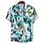 baratos camisas havaianas de verão masculinas-Homens Camisa Social camisa de botão Camisa casual camisa de verão camisa de praia Verde Claro Rosa Azul Roxo Azul Claro Manga Curta Flor / Plantas Colarinho de Camisa Ao ar livre Para Noite Imprimir