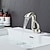 cheap Classical-Waterfall Bathroom Sink Mixer Faucet Deck Mount, Mono Wash Basin Single Handle Basin Taps Washroom with Hot and Cold Hose, Monobloc Vessel Water Brass Tap Black White Chrome Brushed