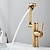 cheap Classical-Foldable Bathroom Sink Mixer Faucet LED Displayer, Vintage 360 Swivel Spout Rotatable Wash Basin Tap, Brass Retro Single Handle One Hole with Cold and Hot Water Hose