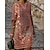 billiga Etniska klänningar-kvinnors fritidsklänning skiftklänning midiklänning grön halvärm blommönster höst vår sommar v-ringad 2023 s m l xl xxl 3xl