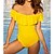 저렴한 원피스-여성용 수영복 한 조각 보통 수영복 한 색상 주름장식 옐로우 블러슁 핑크 바디 슈트 수영복 비치 웨어 여름 스포츠