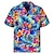 billige herrelejrskjorter-Herre Skjorte Hawaii skjorte Blomstret Grafiske tryk Papegøje Aftæpning Lys Lyserød Lysegrøn Lyserød Marineblå Blå Afslappet Hawaiiansk Kortærmet Trykt mønster Knap ned Tøj Tropisk Mode Hawaiiansk