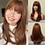 abordables Perruques Synthétiques-Perruques brunes pour femmes longue perruque en couches droites avec une frange couleur de surbrillance fibre résistante à la chaleur perruques synthétiques aspect naturel quotidien