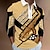 preiswerte 3D-Reißverschluss-Polo-Herren Poloshirt Zip Polo Golfhemd Grafik-Drucke Musik Gitarre Musikinstrument Umlegekragen Schwarz Weiß Gelb Gold Braun Outdoor Strasse Langarm Zip Bedruckt Bekleidung Modisch Strassenmode Designer