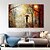 cheap Landscape Paintings-Oil Painting 100% Handmade Hand Painted Wall Art On Canvas People With Umbrellas Strolling Along The Forest Path Abstract Landscape Modern Home Decoration Decor Rolled Canvas No Frame Unstretched