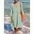 cheap Casual Dresses-Women&#039;s Cotton Linen Dress Casual Dress Cotton And Linen Midi Dress Outdoor Daily Vacation Basic Casual Ruched Pocket V Neck Summer Spring Fall 3/4 Length Sleeve Regular Fit 2023 White Blue Green