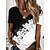 cheap Tees &amp; Tank Tops-Women&#039;s T shirt Tee Black Floral Print Short Sleeve Holiday Weekend Basic V Neck Regular Floral Painting S