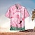 billige herrelejrskjorter-Herre Skjorte Hawaii skjorte Flamingo Grafiske tryk Aftæpning Hvid Lysegrøn Lyserød Blå Grøn Afslappet Hawaiiansk Kortærmet Trykt mønster Knap ned Tøj Tropisk Mode Hawaiiansk Blødt