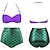 cheap Swimwear &amp; Beachwear-2 pcs Swimwear Bikini Plus Size Mermaid Women&#039;s Princess Polyester Black Purple Bra Shorts