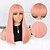 cheap Synthetic Trendy Wigs-Synthetic Wig kinky Straight Natural Straight Neat Bang Machine Made Wig 18 inch Pink+Red Red Synthetic Hair Women&#039;s Classic Easy to Carry Pink