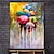 cheap People Paintings-40*60cm/60*90cm Handmade Oil Painting Canvas Wall Art Decoration the Crowd with Colorful Umbrellas for Home Decor Stretched Frame Hanging Painting