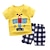 cheap Sets-2 Pieces Toddler Boys T-shirt &amp; Shorts Outfit Solid Color Animal Cartoon Short Sleeve Set School Adorable Daily Summer Spring 3-7 Years Short set of pink overalls Short set of yellow dinosaurs Short