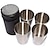 cheap Wine Accessories-4 Stainless Steel Shot Cups Drinking Vessel with Black Leather Carrying Case (30ml) Outdoor Camping Travel Unbreakable Metal Shooters for Whiskey Tequila Liquor Great Barware Gift