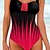 cheap One-Pieces-Women&#039;s Swimwear One Piece Normal Swimsuit Gradient Color Printing Red Bodysuit Bathing Suits Beach Wear Summer Sports