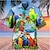 رخيصةأون قمصان الرجال المخيم-رجالي قميص قميص هاواي سيارة مطبوعات غرافيك عتيقة طوي أبيض أصفر أخضر فاتح أسود-أسمر أخضر داكن فضفاض ستايل هاواي كم قصير طباعة زر أسفل ملابس استوائي موضة ستايل هاواي ناعم