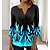 cheap Women&#039;s Tops-Women&#039;s Shirt Blouse Pink Blue Green Graphic Button Print 3/4 Length Sleeve Casual Weekend Basic Round Neck Regular S
