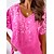 cheap Women&#039;s Tops-Women&#039;s Shirt Blouse Pink Blue Green Floral Print Short Sleeve Casual Holiday Basic V Neck Regular Floral S