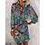 cheap Print Dresses-Women‘s Casual Dress Ethnic Dress Mini Dress Red 3/4 Length Sleeve Floral Print Summer Spring Fall V Neck Casual Weekend 2023 S M L XL XXL 3XL