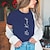 cheap Tees &amp; T Shirts-Women&#039;s T shirt Tee Black Navy Blue Blue Print Text Daily Weekend Short Sleeve Round Neck Basic Regular Painting S