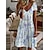 cheap Super Sale-Women&#039;s Casual Dress Shift Dress Midi Dress Black White Blue Leaf Short Sleeve Summer Spring Print Basic V Neck Vacation 2023 S M L XL XXL 3XL