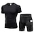 abordables Ropa de ciclismo para hombre-Arsuxeo Hombre Conjunto de Ropa Deportiva Traje de compresion 2 Piezas Deportivo Poliéster Transpirable Secado rápido Suave Aptitud física Corriendo Correr Ropa de deporte Ropa de Deporte Color sólido