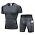 cheap Men&#039;s Cycling Clothing-Arsuxeo Men&#039;s Activewear Set Compression Suit 2 Piece Athletic Polyester Breathable Quick Dry Soft Fitness Running Jogging Sportswear Activewear Solid Colored Black White Dark Navy