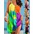 cheap Casual Dresses-Women&#039;s Beach Dress Beach Wear Print Mini Dress Color Block Casual Modern Sleeveless Spaghetti Strap Outdoor Daily Loose Fit Black Yellow 2023 Summer Spring S M L XL