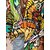 billiga Fåglar &amp; Djur-Herr Fjäril Skjorta Hawaii skjorta Aloha skjorta Långärmad Skjorta Nedvikt Mode Streetwear Designer Utomhus Gata Ledigt Vit Gul Grön S M L