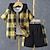 cheap Sets-2 Pieces Kids Boys Clothing Set Outfit Plaid Short Sleeve Set Casual Basic Summer 3-7 Years Black Yellow Red