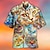 voordelige kampoverhemden voor heren-Voor heren Overhemd Hawaiiaans overhemd Grafische prints Adelaar Amerikaanse vlag Strijkijzer Zwart Wit Geel Lichtgroen Blozend Roze Casual Hawaii Korte mouw Afdrukken Button-omlaag Kleding Tropisch