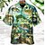 baratos camisas masculinas de acampamento-Homens Camisa Social Camisa havaiana Carro Estampas Abstratas Vintage Aberto para a Lateral Branco Amarelo Verde Claro Preto / Marron Verde Tropa Casual Havaiana Manga Curta Imprimir Botão para baixo