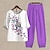 cheap Women&#039;s Two Piece Sets-Women&#039;s Shirt Pants Sets Pants Trousers Basic Purple Casual Daily Butterfly Print Crew Neck S M L XL 2XL
