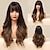 cheap Synthetic Wig-Brown Wigs for Women Long Straight layered Wig with Bangs Highlight Colour Heat Resistant Fiber Synthetic Wigs Daily Natural looking