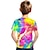 رخيصةأون قمصان الصبي 3D-تي شيرت بأكمام قصيرة للأطفال متعدد الأحبار بألوان قوس قزح قمصان ملونة مطبوعة ثلاثية الأبعاد للأولاد والبنات