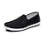 preiswerte Herrenpantoletten &amp; -slipper-Schwarze Slipper aus Canvas für Herren mit rutschfester Sohle – leichte, traditionelle Halbschuhe für den Alltag und Komfort in Innenräumen