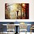 cheap Landscape Paintings-Oil Painting 100% Handmade Hand Painted Wall Art On Canvas People With Umbrellas Strolling Along The Forest Path Abstract Landscape Modern Home Decoration Decor Rolled Canvas No Frame Unstretched