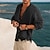 ieftine Cămăși Bumbac-Bărbați cămașă de in Cămașă de vară Cămașă de plajă Negru Maro Verde Manșon Lung Simplu Guler de stand Vară Primăvară Casual Zilnic Îmbrăcăminte