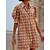 cheap Midi Dresses-Women&#039;s Shirt Dress Casual Dress Shift Dress Outdoor Daily Vacation Midi Dress Classic Casual Polyester Button Shirt Collar Summer Spring Fall Half Sleeve Loose Fit 2023 Yellow Red Purple Plaid S M L
