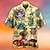 tanie męskie koszule obozowe-Męskie Koszula Koszula obozowa Koszula z grafiką Koszula Aloha Ośmiornica Wieczorne Niebiesko-zielony Morski Żółty Rumiany róż Czerwony Ulica Codzienny Krótki rękaw 3D Przycisk w dół Odzież Moda