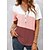 cheap Tees &amp; Tank Tops-Women&#039;s T shirt Tee Pink Color Block Button Lace Trims Short Sleeve Daily Weekend Basic V Neck Regular S