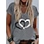 billiga T-shirts för damer-Dam T-shirt Hjärta Mönster Alla hjärtans dag Helgen Grundläggande Kortärmad V-hals Rubinrött