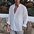 cheap Cotton Linen Shirt-Men&#039;s Shirt Linen Shirt Summer Shirt Beach Shirt Black White Navy Blue Long Sleeve Plain Turndown Spring &amp;  Fall Outdoor Street Clothing Apparel