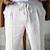 tanie lniane spodnie-Męskie Lniane spodnie Spodnie Letnie spodnie Spodnie plażowe Równina Oddychający Miękka Codzienny Święto Plaża Mieszanka len / bawełna Moda Moda miejska Biały Granatowy Nieelastyczny